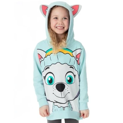 Image of Paw Patrol Kids Hoodie Boys Girls Chase Marshall Skye Everest OR Rubble Sweater Options Yellow Navy Red Pink Blue Jumpers 3D Ears Nickelodeon Merchandise