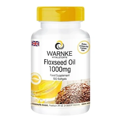 Image of Warnke Vitalstoffe Linseed Oil 1000mg Alpha Linolenic Acid 100 Softgels German Pharmacy Quality