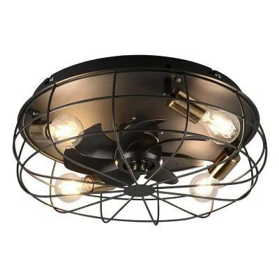 Image of Trondheim Modern 4 Light Ceiling Fan Black Matt Remote control UK Stock