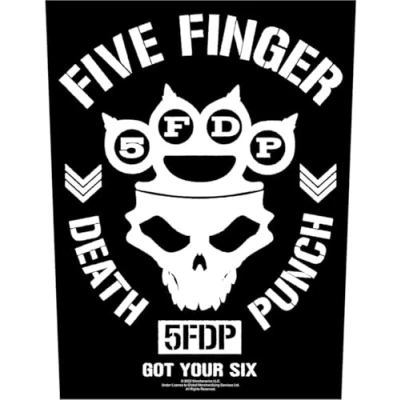 Image of Five Finger Death Punch Back Patch Got Your Six Official Black 36cm X 29cm One Size