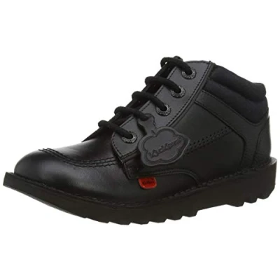 Image of Kickers Kick HI Flex School Uniform Shoe, Black, 5 UK
