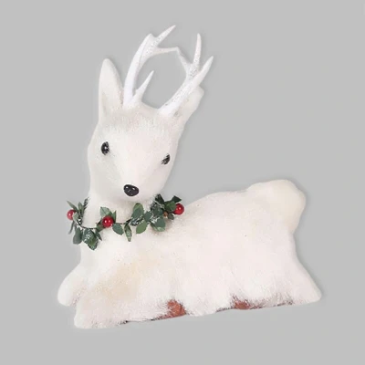 Image of SHATCHI 25cm Lying Reindeer Christmas Tabletop Centrepiece Showpieces Home Art &amp; Craft Xmas Party Window Décor