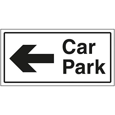 Image of V Safety Car Park Arrow Left Sign 300x150mm 1mm Rigid Plastic