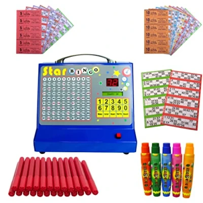 Image of Thomas &amp; Anca Club Supplies Ltd Bingo Machine Star Electronic Starter Kit with Books Flyers Tickets Dabbers Markers