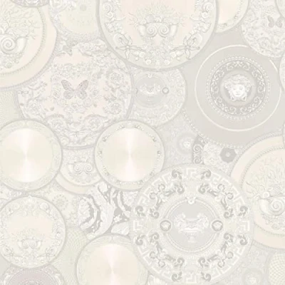 Image of Luxury Wallpaper Versace 3 Non Woven 10.05 m x 0.70 Silver White Creme Made in Germany 349014 34901 4