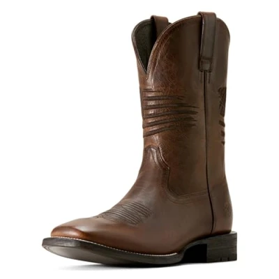 Image of ARIAT Men&#039;s Circuit Patriot Western Boot Leather, Weathered Tan, 12 UK