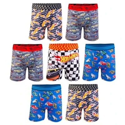 Image of Hot Wheels Boys&#039; Underwear Multipacks Available in Sizes 2/3t, 4t, 4, 6, 8 and 10, 7 pack Athletic Boxer Brief,