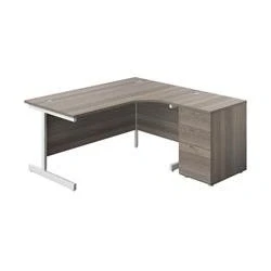 Image of 1600X1200 Single Right Hand Radial Desk Grey Oak White