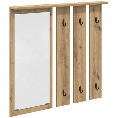 Image of Wall mounted Coat Rack with Shelf Mirror Artisan oak 84 x 10 80 cm Vidaxl