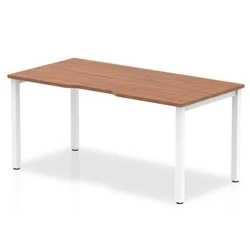 Image of Evolve Single White Frame Bench Desk 1400 Walnut BE112
