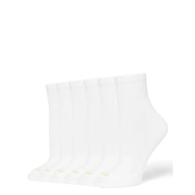 Image of HUE Women&#039;s Mini Crew Sock, White 6 Pair Pack, One Size (Pack of 6)