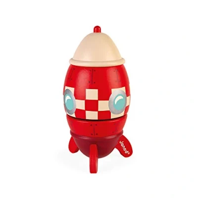 Image of Janod Rocket Wooden Music Box Children&#039;s Room Decoration from 18 Months Onwards, J04675, Red