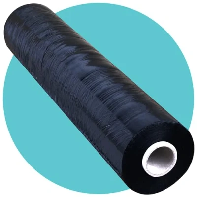 Image of Triplast 1 Roll x 400mm Black Pallet Stretch Wrap Extra Long Roll, Standard Core, 17mu Thick Shrink Wrap, Cling Film, Plastic Packaging for Removals, Industrial &amp; Warehouse Use