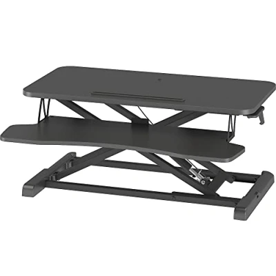 Image of BONTEC Standing 32inch/800mm Desk Converter, Height Adjustable Dual Tiered Computer Workstation, Ergonomic Sit Converter with Platform for PC Screen, Keyboard, Laptop up to 15kg
