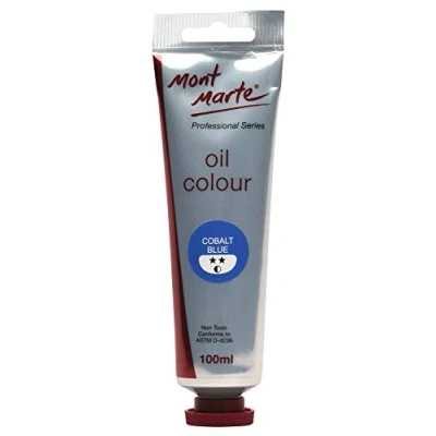 Image of MONT MARTE Premium Oil Paint, 100ml (3.4oz), Cobalt Blue, Good Coverage, Excellent Tinting Strength