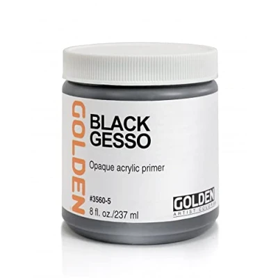 Image of Golden Acrylic Black Gesso Jar, 8 oz