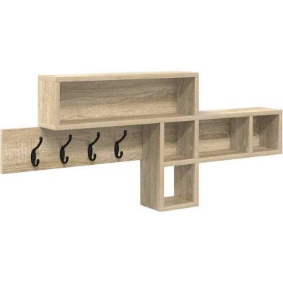 Image of vidaXL Wall mounted Coat Rack with Shelf Storage Sonoma oak Engineered wood