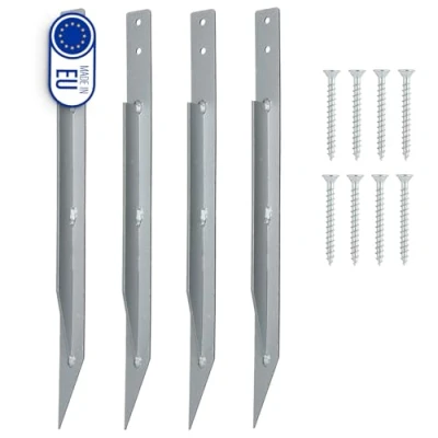 Image of Clever Leon Pack of 4 Ground Anchors for Swing, Anchor Outdoor Rose Arch, Playhouse, Play Tower, Secure Garden Galvanised with Screws