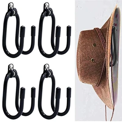 Image of Cowboy Hat Rack Holder Organizer Wall Mount Hooks for Hats Storage Baseball Cap Hanger Easily Adjustable fit each No Scratches 4/PK