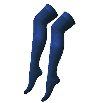 Image of Stripey Striped Overknee Over the Knee Long Socks (Plain Navy One Size)
