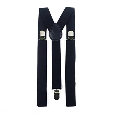 Image of Hat To Socks Mens Womens Adjustable Braces Suspenders with Strong Metal Clips (Navy)