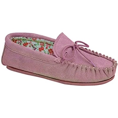 Image of Mokkers LILY Ladies Suede Moccasin Slippers Stone UK 3