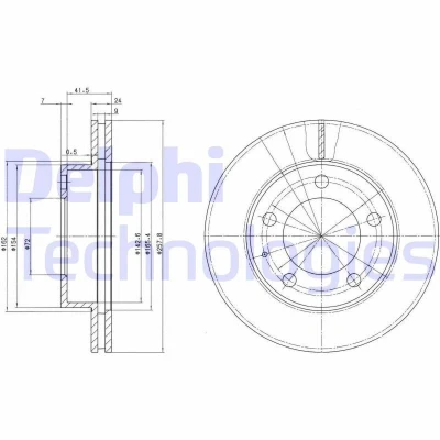 Image of GA2Y3325X, GA2Y3325XA, GA4Y3325X, GA4Y3325XA, GA4Y3325XB Brake disc DELPHI BG2779 258mm 24mm 5 Vented Oiled Untreated MAZDA: MX 6, FORD USA: PROBE 2