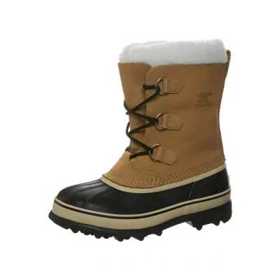 Image of Sorel Youth Caribou Winter boots for kids, Size: 3.5, Beige Leather/synthetics