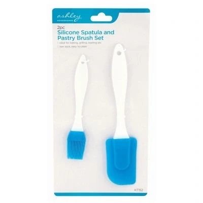 Image of 2pc Blue Silicone Pastry Brush &amp; Spatula Set By Ashley