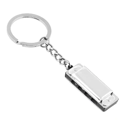 Image of Special Mini Harmonica 8 Tone 4 Holes Keychain For Key 1.38x0.47in Musical Instruments Gifts Chirdren Keyring
