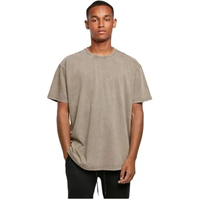 Image of Build Your Brand Men&#039;s By189 acid Washed Heavy Oversize Tee T Shirt, Darkkhaki, L