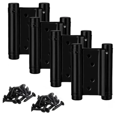 Image of 2 Pairs 3inch Matte Black Double Action Stainless Steel Door Hinges Saloon Cafe Self Closing Perfect Adjustable 76mm