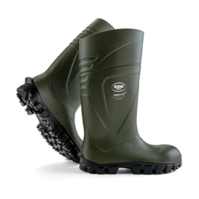 Image of Sturdy Safety Boots for Men and Women Without Steel Toecap Sole, Non Slip, Wide fit, Agriculture, Resistant to Water, mud or detergents, Insulating up 30 Degrees, Green, UK 6 Mens Size