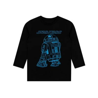 Image of Star Wars Long Sleeve T Shirt R2D2 Boys Tshirt Movie &amp; TV Fan Shirts Black 3 4 Years