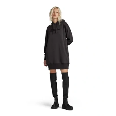 Image of G Star RAW Womens Flock Hooded Sweat Dress Black Cotton Size X Small