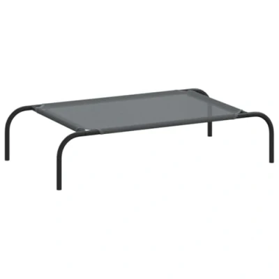 Image of vidaXL Raised Dog Bed Grey 90 x 50 20 cm Textilene and Steel, Bed, Outdoor Cooling