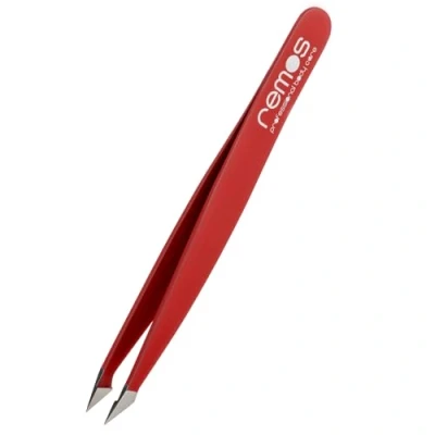Image of REMOS Combination Tweezers Stainless Steel 9.5cm for splinters &amp; Hair Red