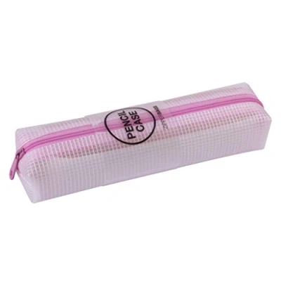 Image of APLI 18697 Pink Translucent Zip Pencil Case 210 x 45 mm