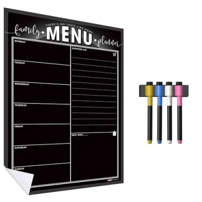 Image of WallTAC Weekly Planner Wall Sticker Easy to Apply and Remove Dry Wipe Whiteboards for Home Kitchen (Blackboard Family, A3)
