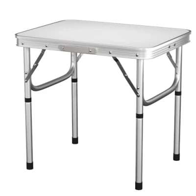 Image of EFAN 2FT Folding Camping Table Multi Purpose Portable Picnic for Indoor Outdoor Party Buffet BBQ, Adjustable Height, white, (60x45x26/56cm)