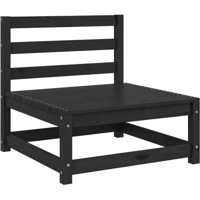 Image of vidaXL Garden Middle Sofa Black Solid Wood Pine