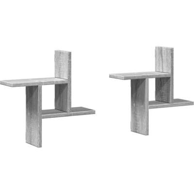Image of vidaXL Wall Shelves 2 pcs Grey Sonoma 38x12x38 cm Engineered Wood
