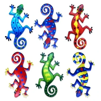 Image of Linkstyle Metal Gecko Wall Decor, Lizard Garden Art, Fence Hanging Sculpture Ornament for Backyard Porch Patio Home