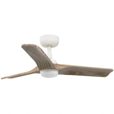 Image of Heywood Small Led White, Dark Wood DC Ceiling Fan 6 Speed