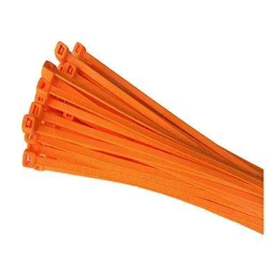 Image of 100 x Fluorescent Orange Cable Ties 300 4.8mm / Extra Strong Zip Tie Wraps