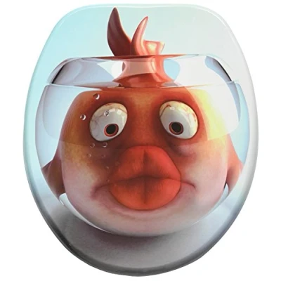 Image of Sanilo Soft Close Toilet Seat, Stable Hinges, Easy to Mount, Wooden Seat Goldfish