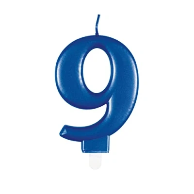 Image of Dazzling Metallic Blue Number 9 Birthday Candle Perfect Cake Topper for Unforgettable Milestones 1 Pc