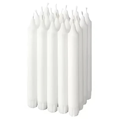 Image of 20x JUBLA Unscented Chandelier Candle 6 Hour Burning Time White stearin19 cm + 1 Free Shoe Bag
