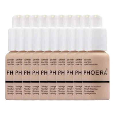 Image of Glamza Phoera Foundation Full Coverage Makeup Set 24hr Long Lasting Oil Control Soft Smooth Matte Flawless Concealer Cream Inc x10 30ml &amp; Silicone Blender Sponge (102 Nude)