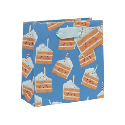 Image of Glick Small Cakey Blue Gift Bag, Luxury Recyclable Bag for Special Gifts, 14 x 6 cm,